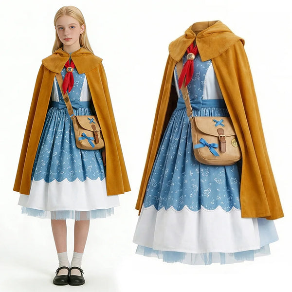 Kids' Holly Wheeler-Inspired Stranger Things Costume – Dress, Cloak & Bag Options