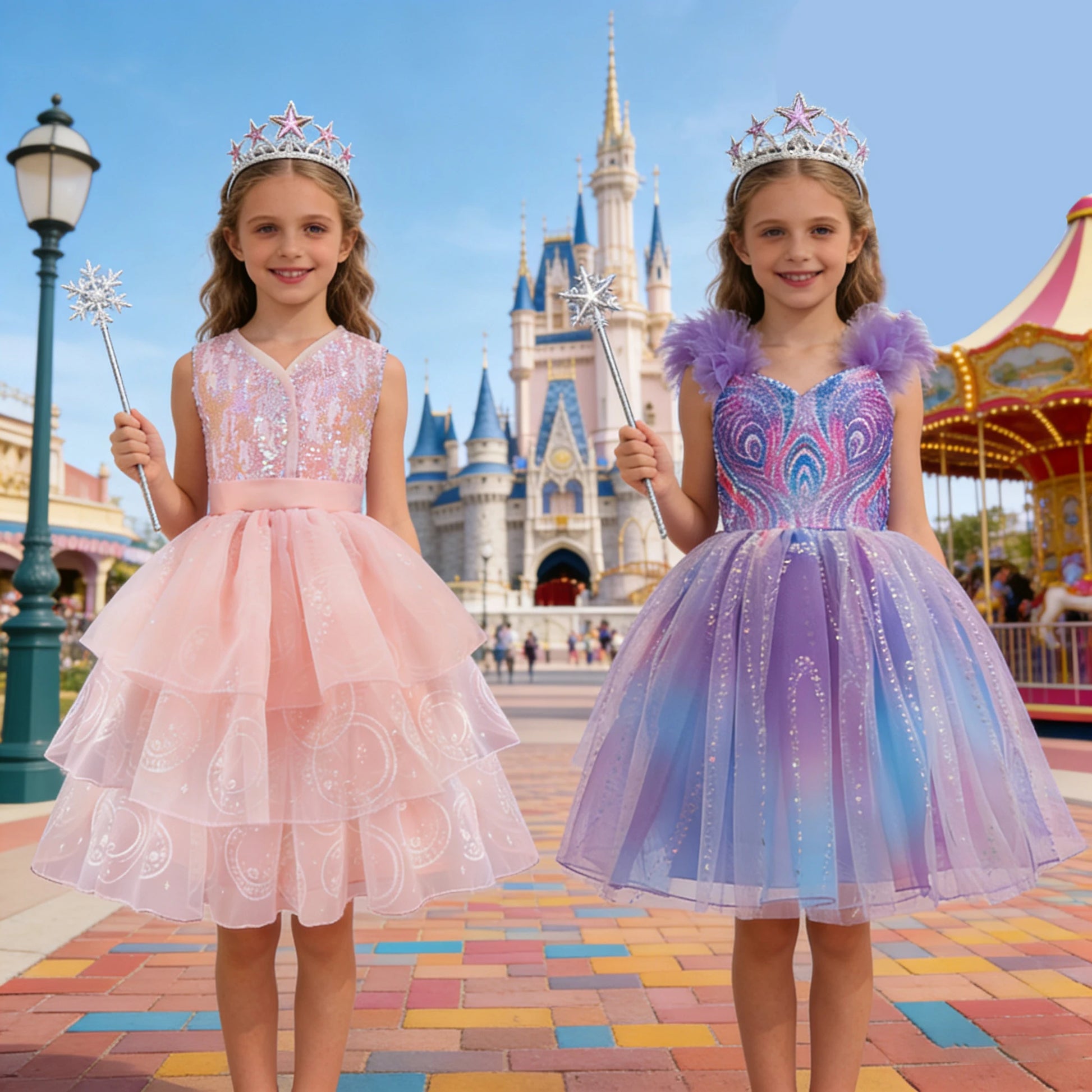 Good Witch Costume Girls Glinda Costume Dress Kids Wicked Cosplay Dress Up Outfits for Birthday Halloween - product image 1