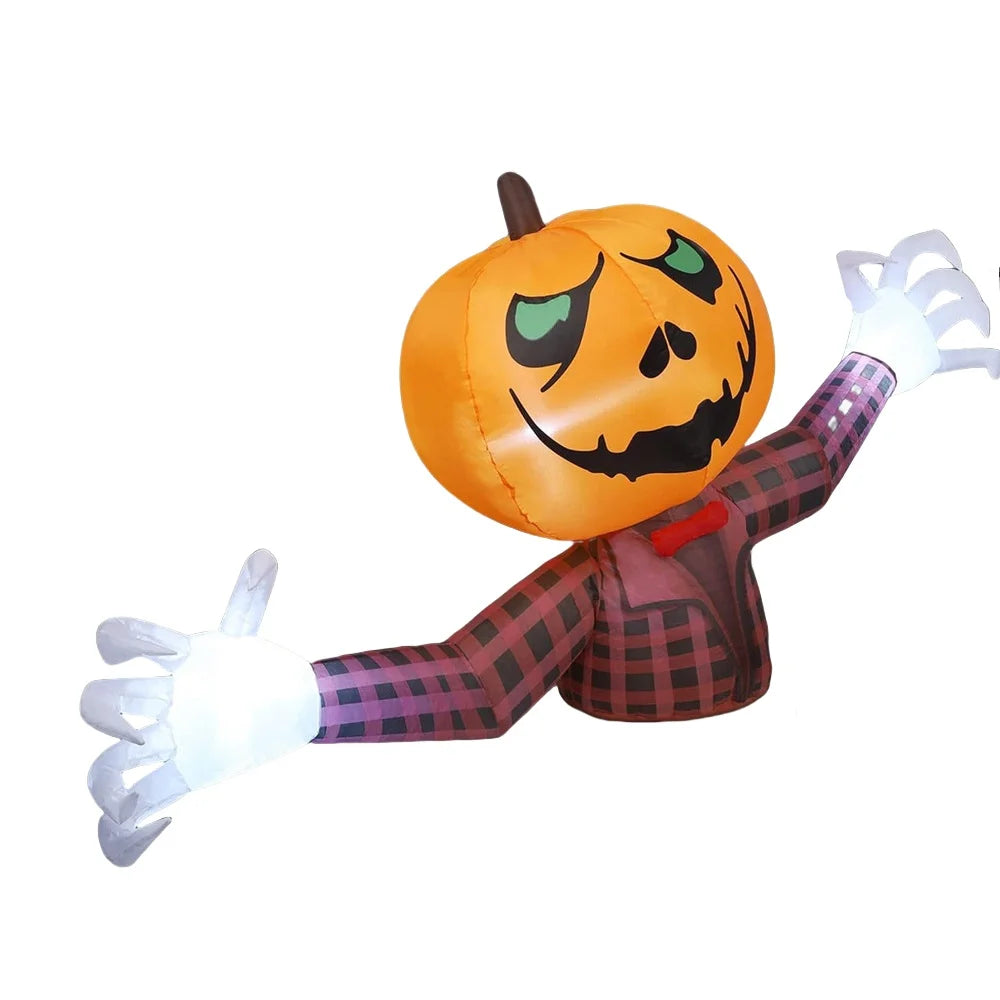 1.2M Halloween Pumpkin Wearing Checkered Shirt Inflatable Decoration Gentleman Ghost Halloween Inflated Toys - product image 5
