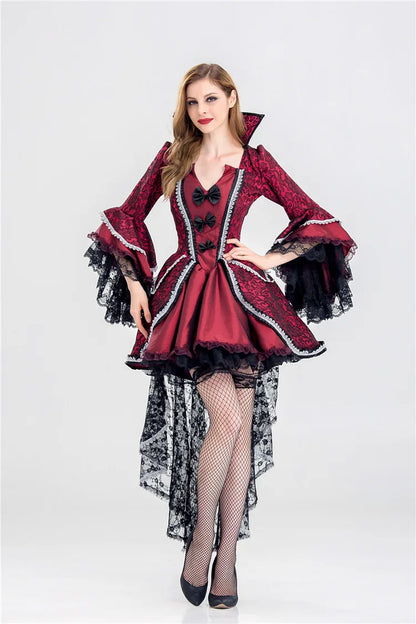 Halloween Costume Vampire Poncho Dress Queen Witch Lace Dress Performance Garment Suit - View 7