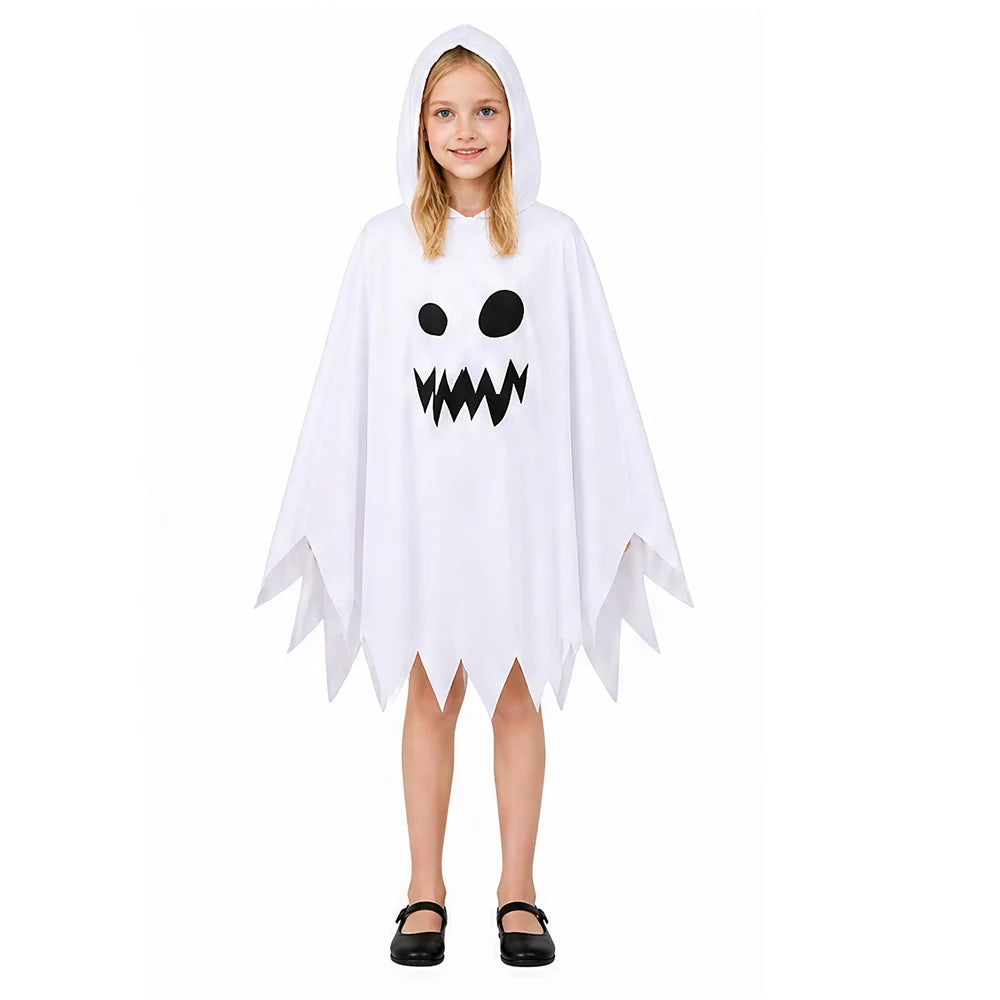 Halloween White Ghost Costume Glowing Hooded Cloak in The Dark Demon Shawl - product image 7