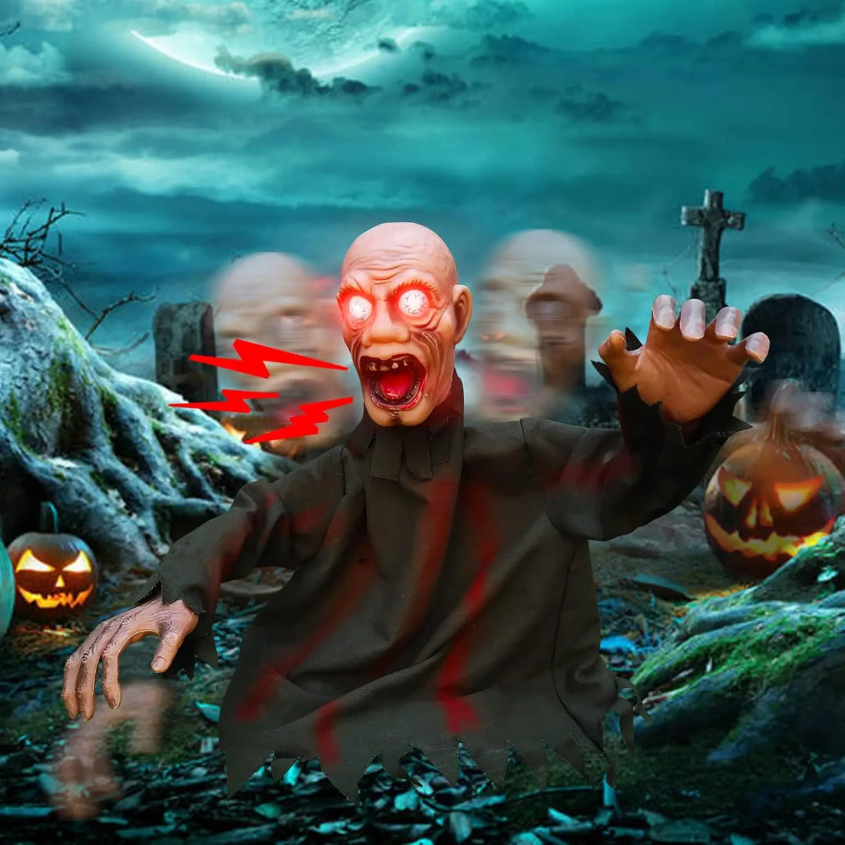 Swinging Ghost Yard Decoration Sound Activated Halloween Animatronic - product image 3