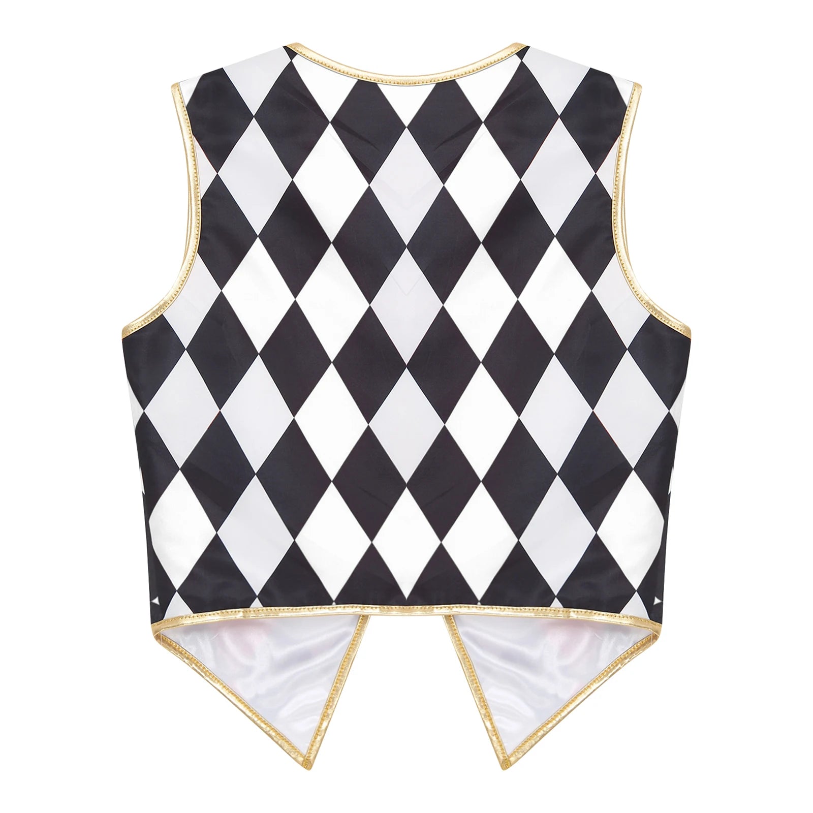 Unisex Halloween Circus Clown Ringmaster Sleeveless Vest Checkerboard Plaid Waistcoat - Red Black / 3XL