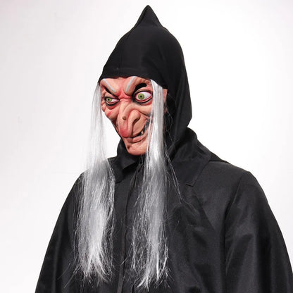 Halloween Witch Mask Cosplay Scary Ghost Face Sorceress Old Nana Grandma Latex Helmet Dress Up Party Costume - product image 3