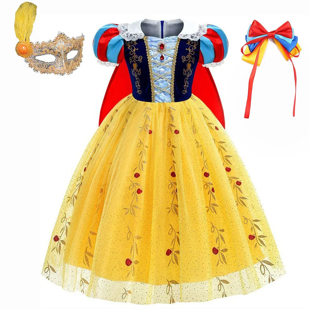 Snow White Girls' Princess Cape Halloween Costume Dress
