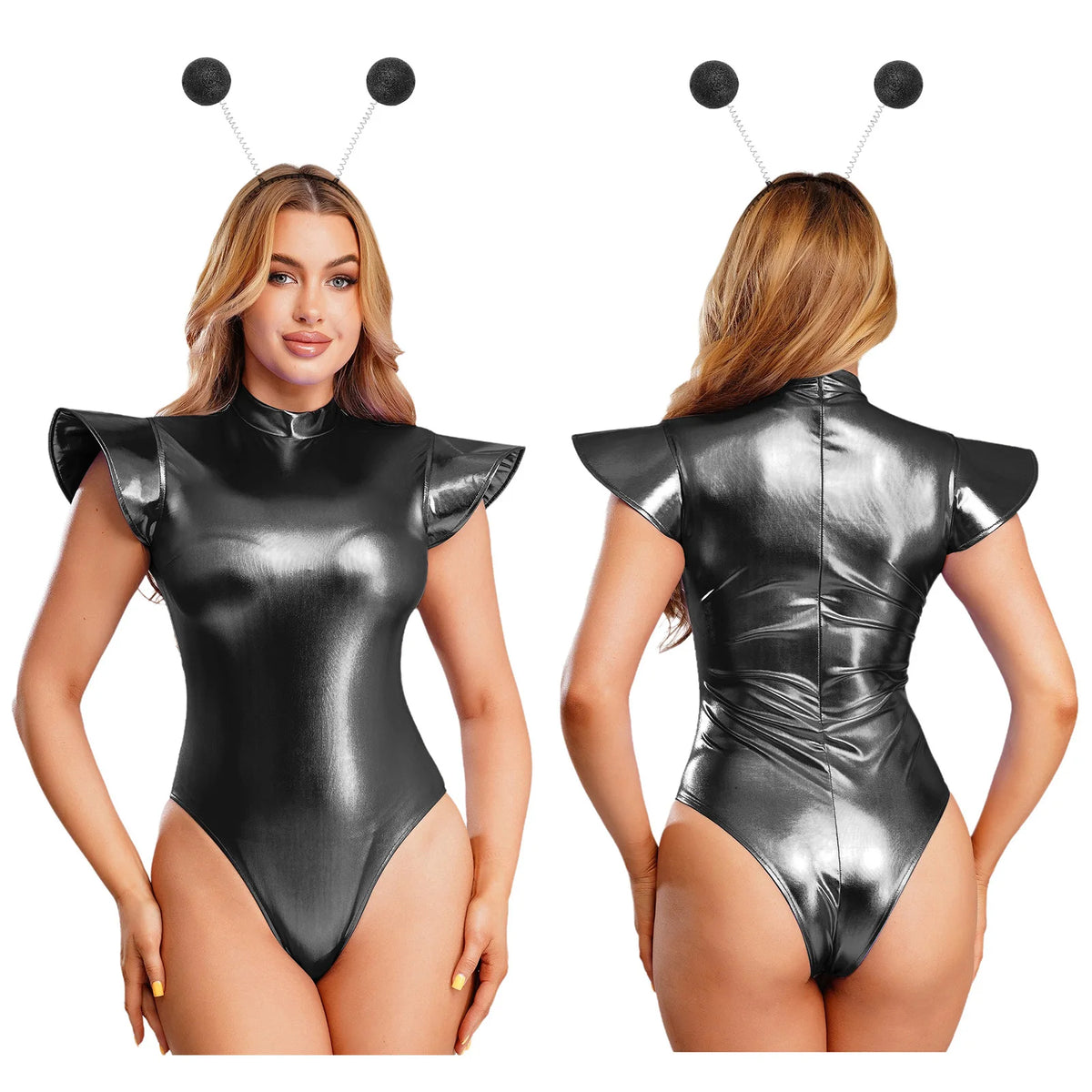 TiaoBug Women's Metallic Space Costume – Astronaut Bodysuit & Headwear