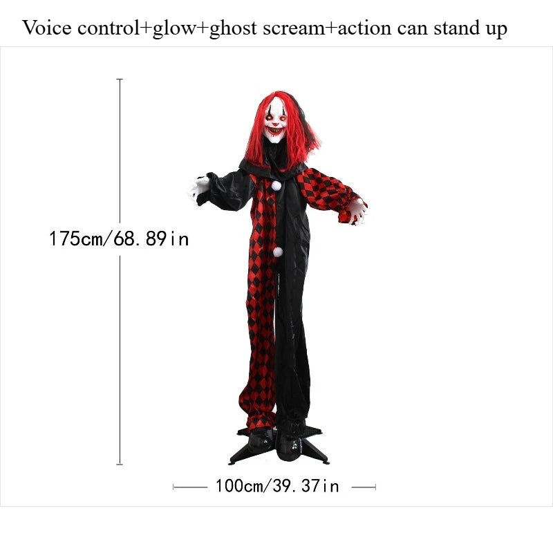 Voice-Activated Glowing Ghost Clown Halloween Decoration – Haunted House Prop