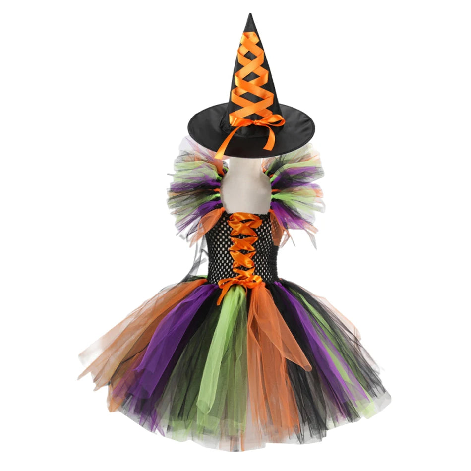 Girls Halloween Cosplay Witch Dress With Hat Costume Carnival Vestidos Kids Party Cosplay Dress Children - product image 11