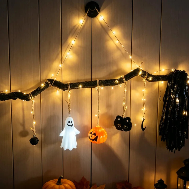 Luminous Witch Broom Halloween Glowing Door Hanger Spooky Decoration Festive - product image 3