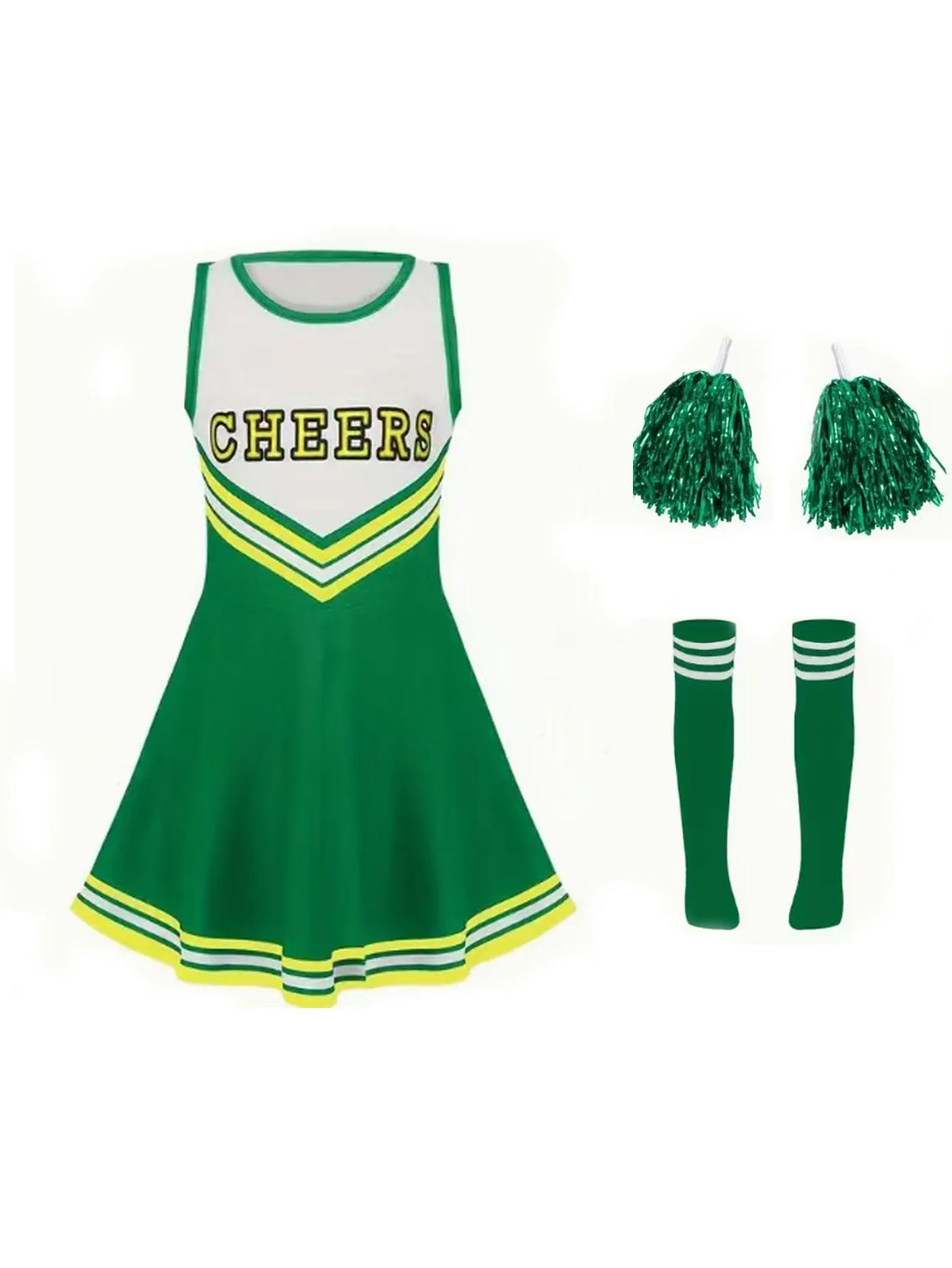 Cheerleading Dance Costume For Women Sleeveless V Neckline Letters Printed Crop Top