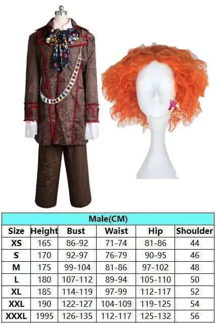 Mad Costume Hatter Costume Fantasy Movie Costume Adult Men Disguise Coat Pants Outfits - Male Style / S