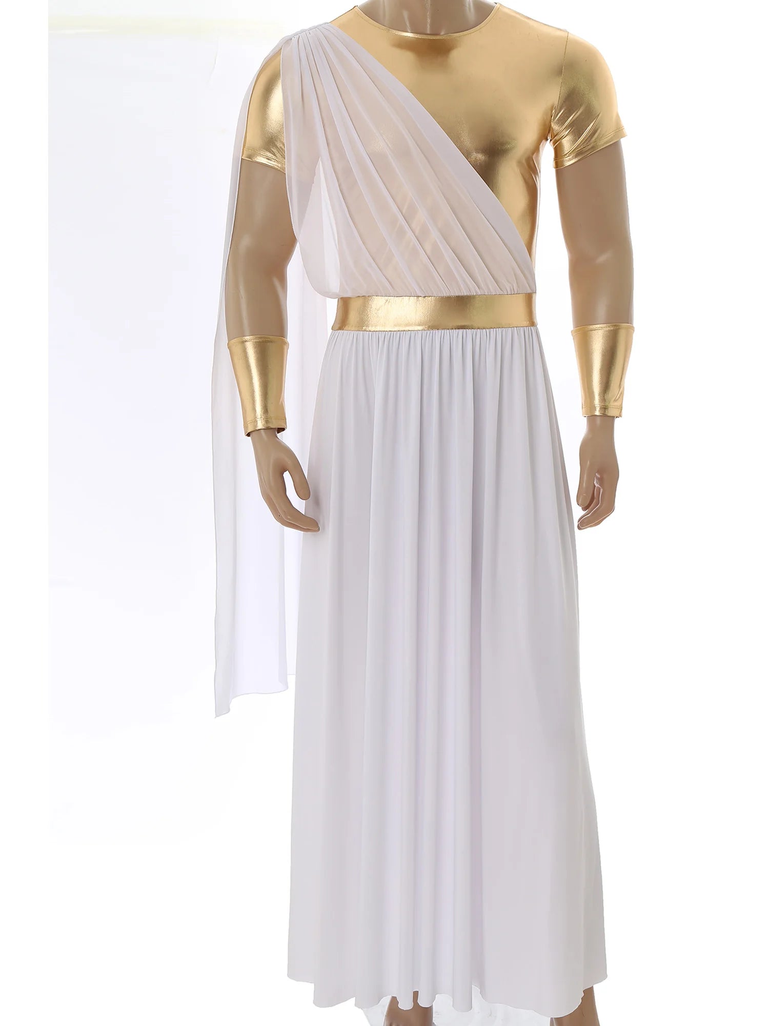 Mens Halloween Ancient Greek Zeus God Costumes Rome King Gladiator Warrior Toga Cosplay Dress Up Short Sleeve - product image 4