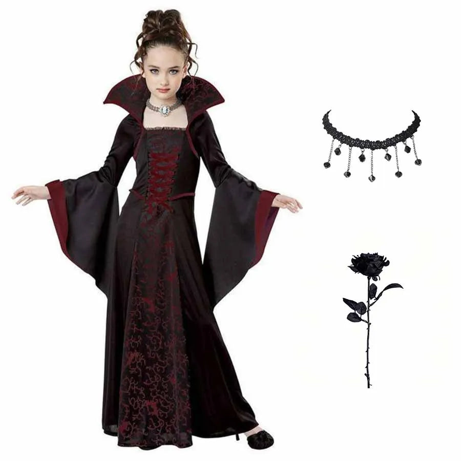 Kids' Vampire Fantasy Tutu Gothic Feather Halloween Costume - Khaki / 59.1 in (150 cm)