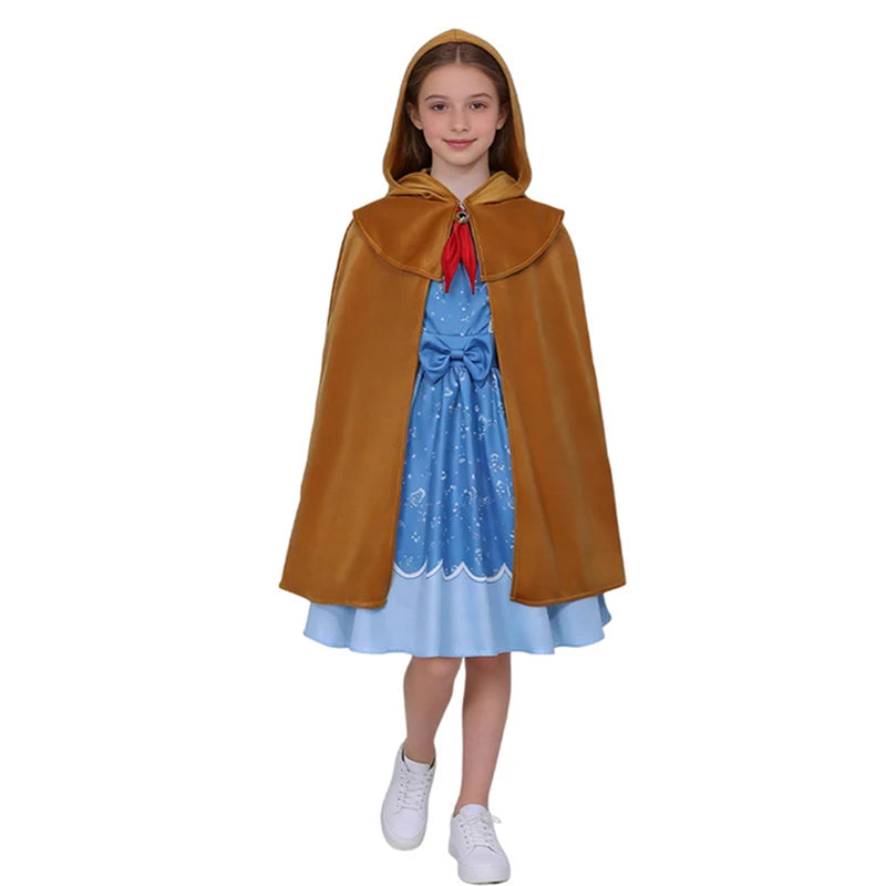 Stranger Retro Fantasy Girl Cosplay Costume Hooded Cloak Dress Scarf Stage Performance Disguise
