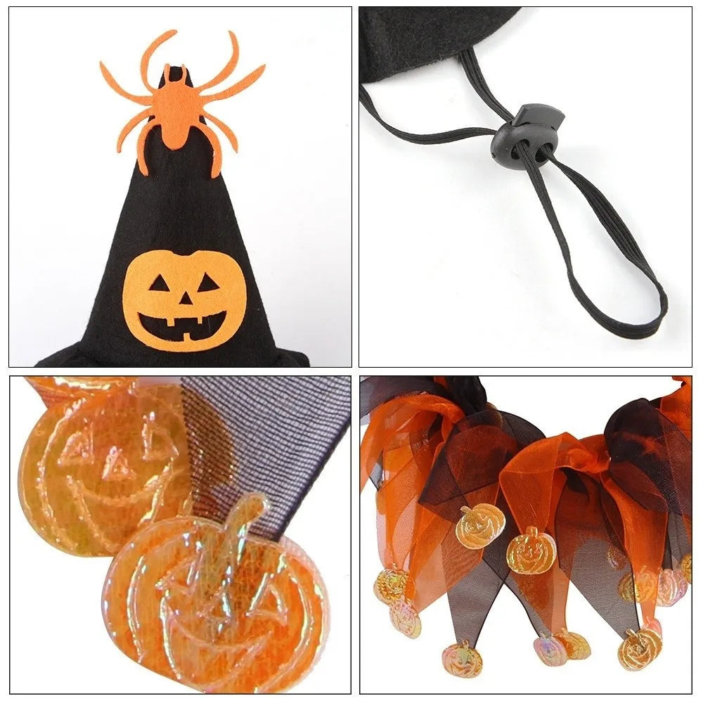 Pet Kawaii Pumpkin Cat Adjustable Props Cat Collar Set Mesh Scarf Supplies Hat - alternate view 3