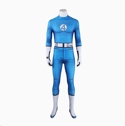 Superhero MR.Fantastic Costume Suit First Steps Outfit Blue Jumpsuit Adult Men Halloween - jumpsuit / XS（old）