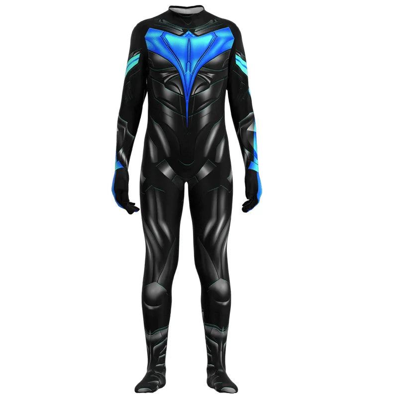 Hot Nightwing Costume Bodysuit Superhero Comic Anime Zentai Suit Halloween Men Male - Costume 1 / Adult 155