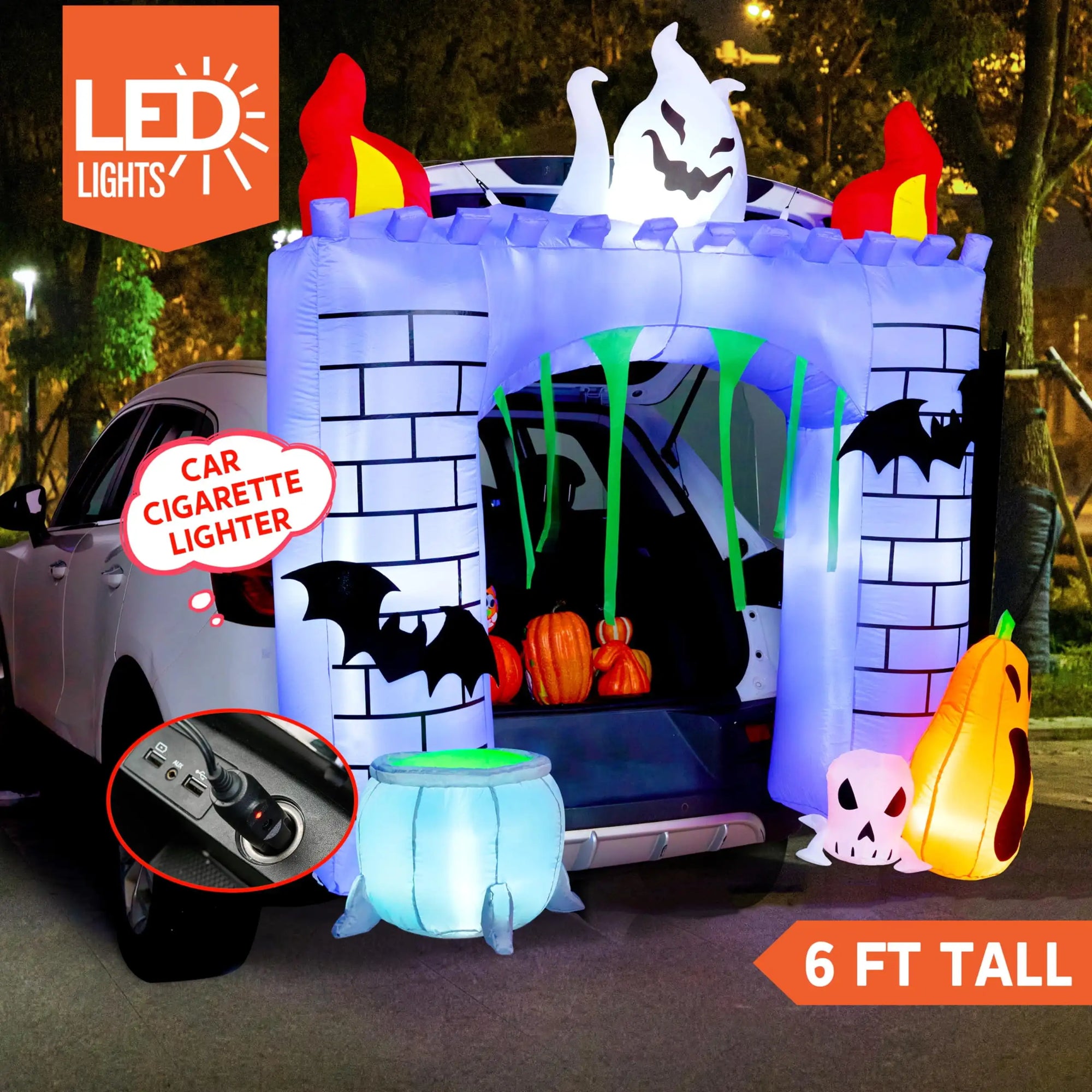 6 FT Tall Haunted Castle Inflatable Haunted Castle Decoration Trunk