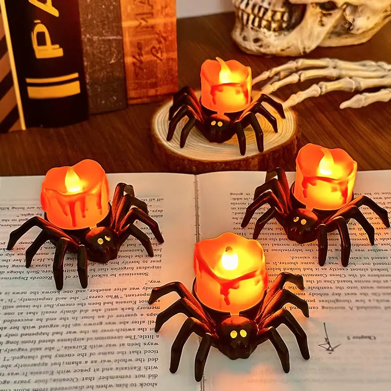 LED Spider Halloween Candle Lights – 1–10 Pack
