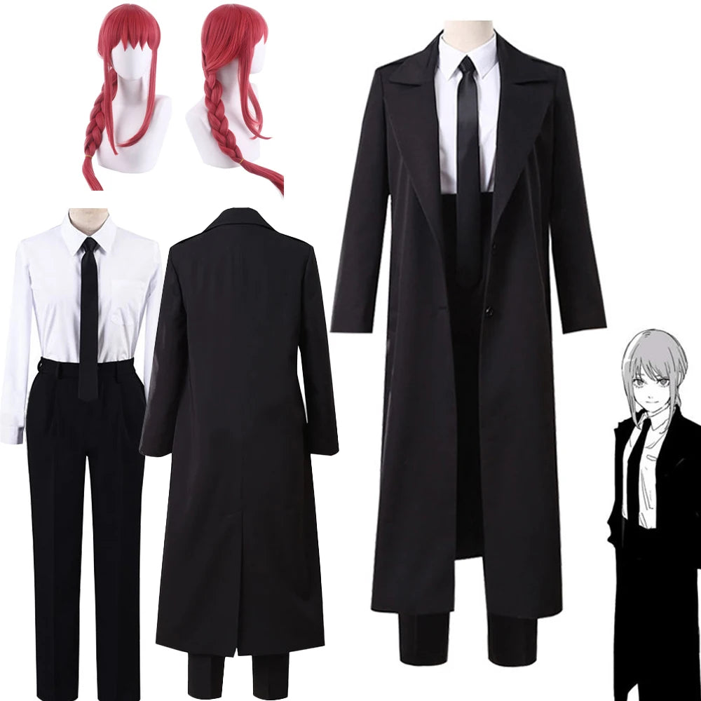 Anime Chain Saw Makima Costume Sawman Makima Costume for Men Women Suits Wigs Trench Shirt - Full Set Suits / M