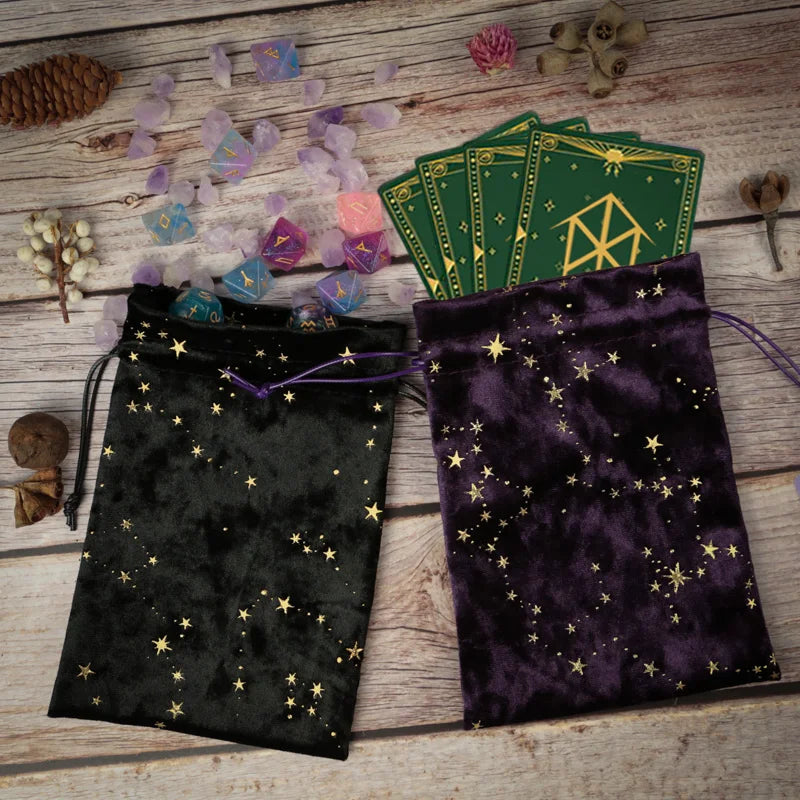 Star Print Velvet Tarot & Oracle Card Pouch
