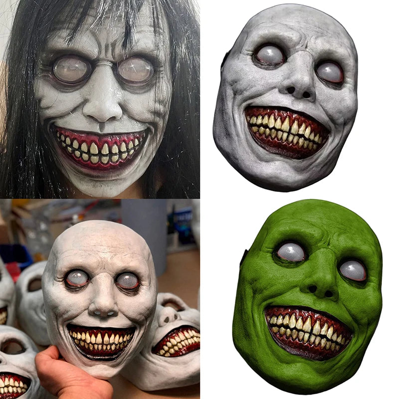 Horror the Exorcist Smiling Face Demon Mask Costume Evil Creepy Ghost Skull Plastic Masks - B