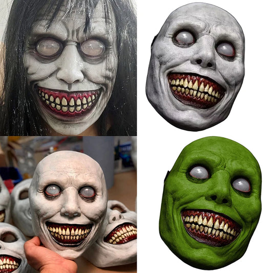 Horror the Exorcist Smiling Face Demon Mask Costume Evil Creepy Ghost Skull Plastic Masks - B