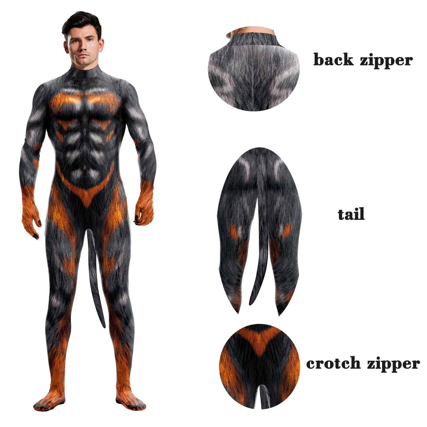 Adult Animal Elastic Fitness full bodysuit tail Whole Zentai Costume