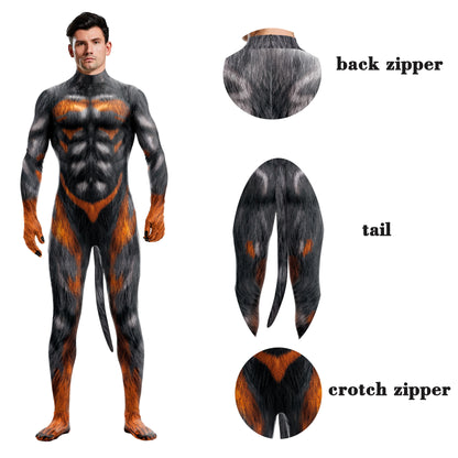 Adult Animal Elastic Fitness full bodysuit tail Whole Zentai Costume