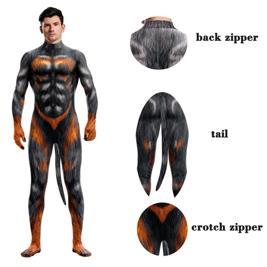 Adult Animal Elastic Fitness full bodysuit tail Whole Zentai Costume