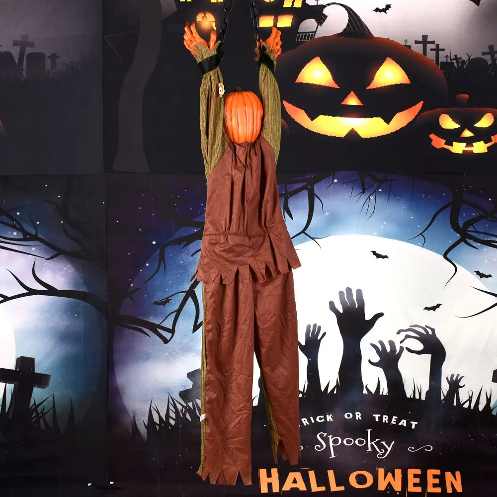1-Piece Halloween Decoration Hanging Pumpkin Head Scream Sound Party Prop Haunted - product image 3