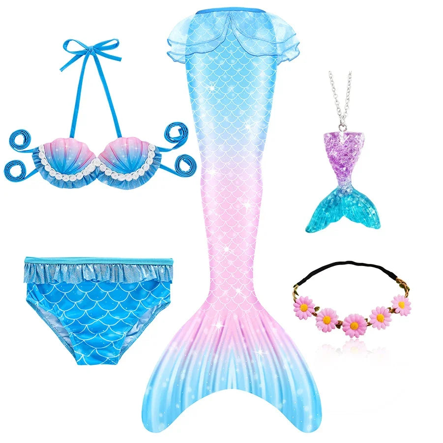 Mermaid Princess-Inspired Tail Memaid Swimsuit Bikini Bathing Suit Costume Girls Can