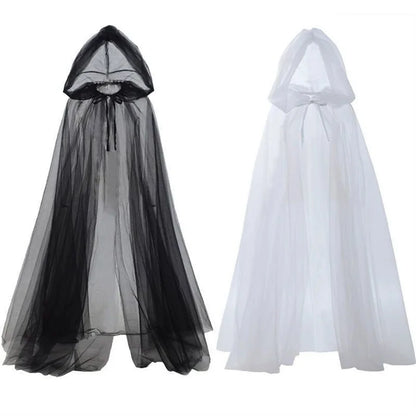 Halloween Cosplay - Ghost Costume with Hooded Cloak, Death God Witch Net-like Long - Discount Halloween City