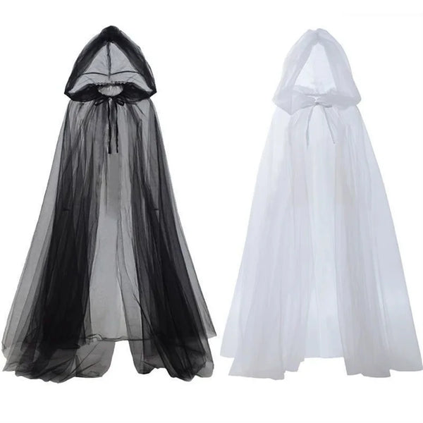 Halloween Cosplay - Ghost Costume with Hooded Cloak, Death God Witch Net-like Long - Discount Halloween City