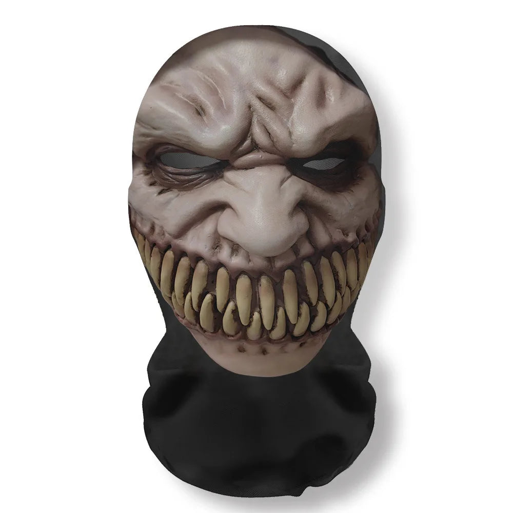 Halloween Ghost Face Full Mask, 3D Printed Stretchable Mesh, Comically Horrifying Cosplay Party Skull - product image 13