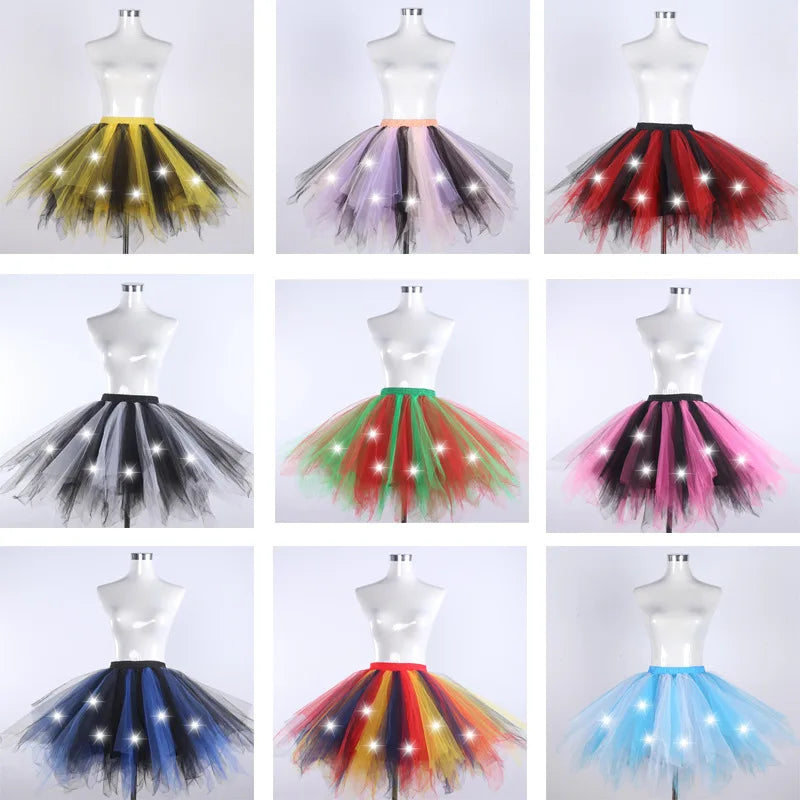 LED Light-Up Tutu Skirt & Fairy Headband Options – Neon Party Costume