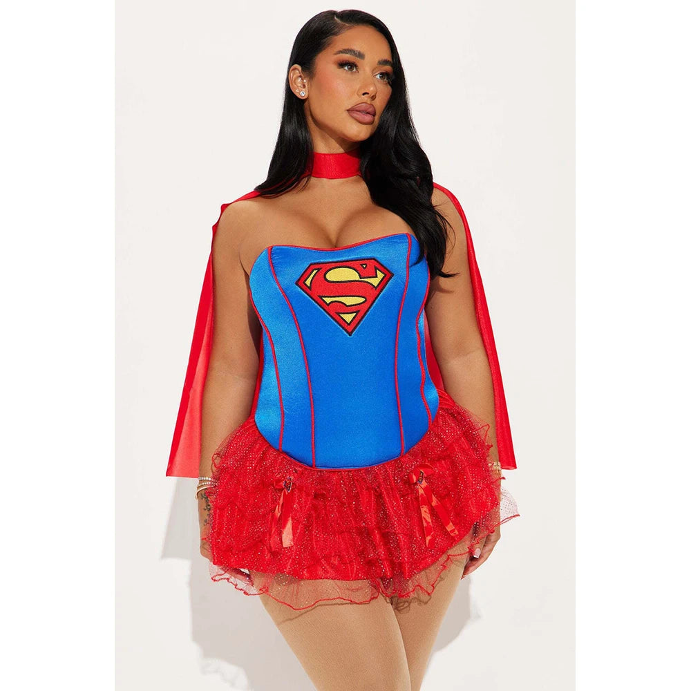 Kids' Cloak Supergirl Purim Birthday Halloween Costume - Red / M