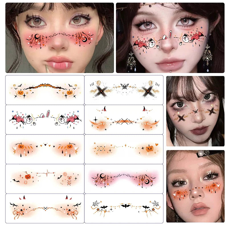 10pcs Halloween Vampire Bat Fake Freckles Temporary Tattoo Stickers For Child WomanHot Stamping Freckles - product image 1