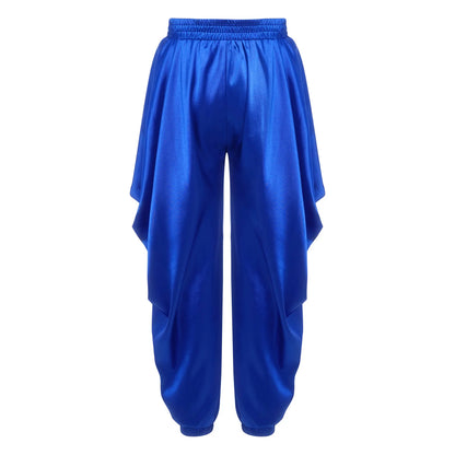 Kids' Arab Prince Satin Dhoti Pants Elastic Waistband Loose Baggy Trousers Costume - alternate view 4