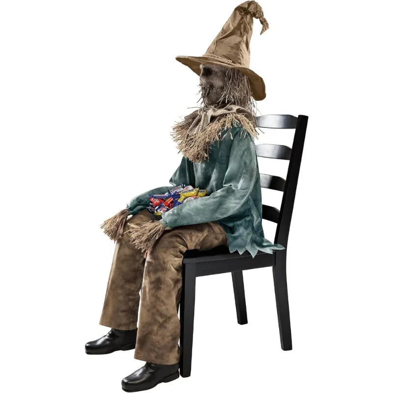 Scary Sitting Scarecrow Animatronic Pop up Motion Halloween Decoration - product image 6