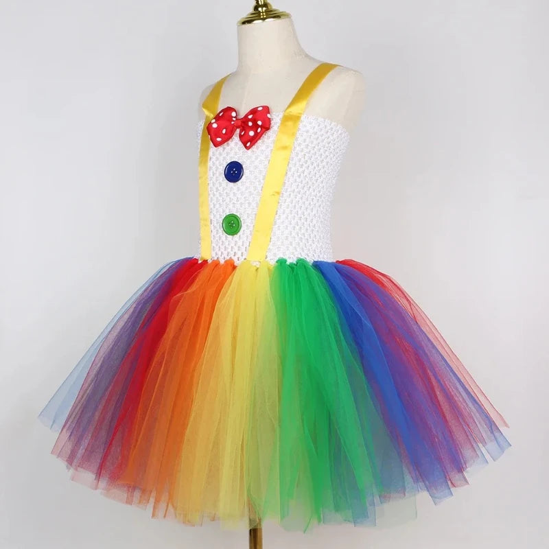 Circus Clown Costume for Girls Dresses Naughty Joker Costume Halloween Costume for Kids - 1 Set / 9T