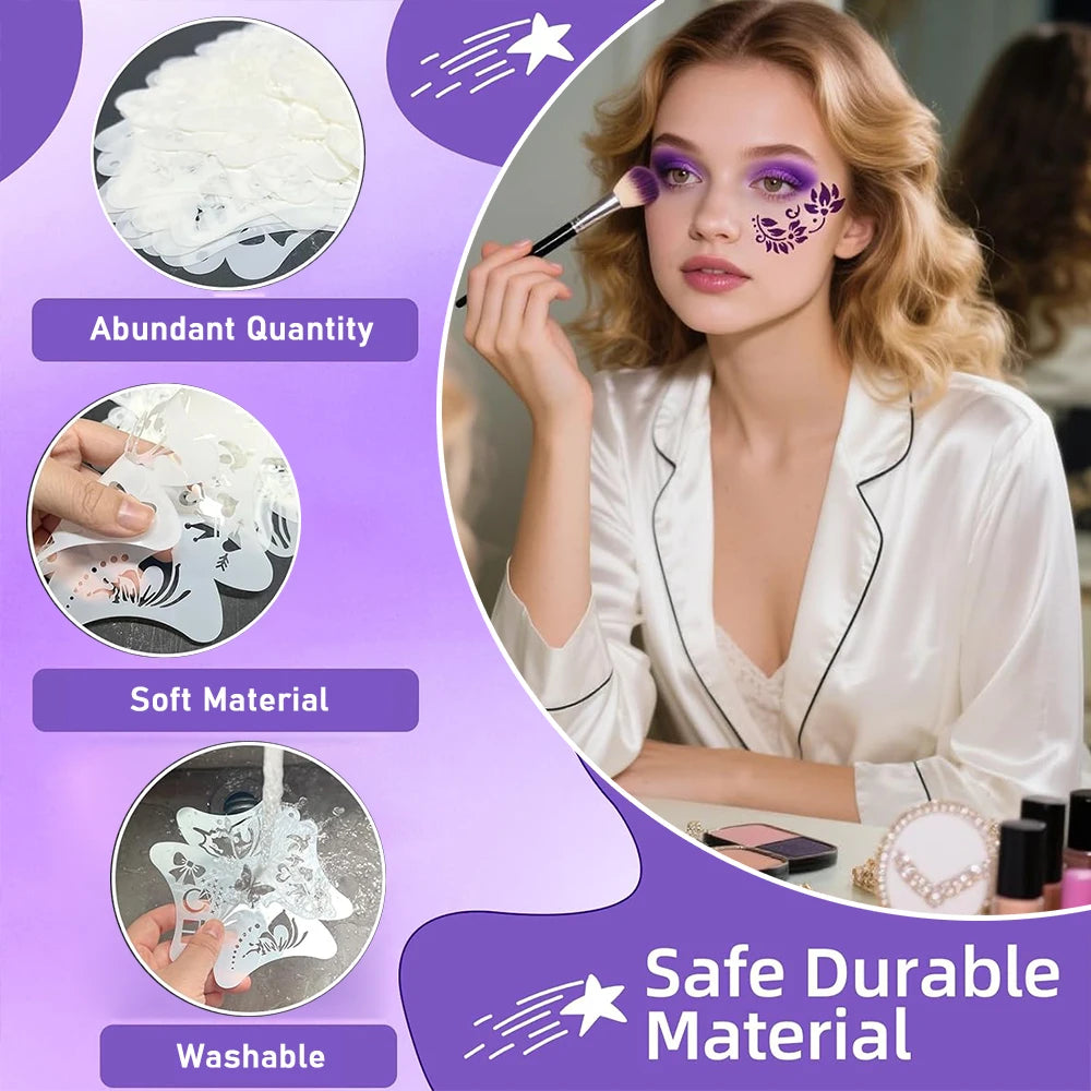 32-Piece Face Paint Stencils Kit Reusable Body Facial Art Templates Party Makeup - product image 2