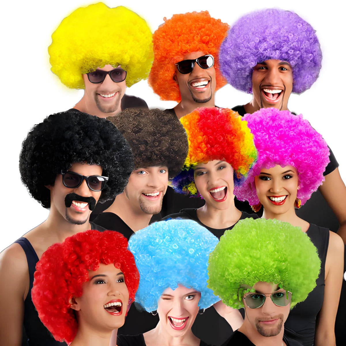 Clown Wig Afro Puff Wigs 80s Costume Anime Halloween Fancy Wigs - Yellow