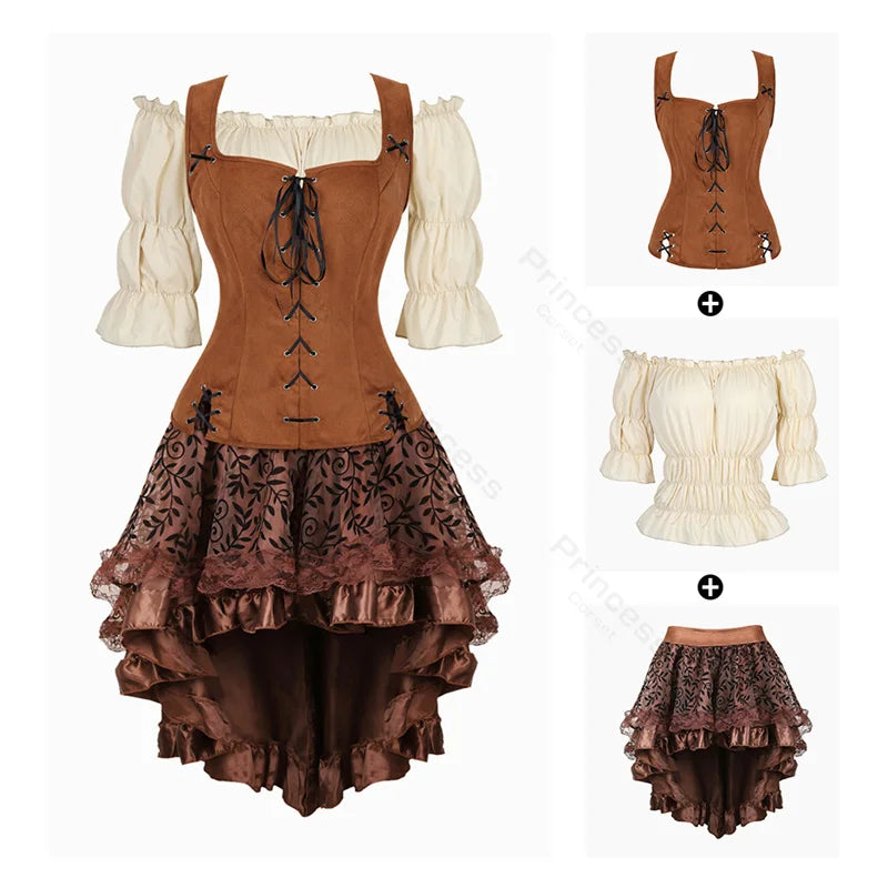 Pirate Dress Costume Halloween Cosplay Outfit Medieval Renaissance Dress Shoulder Off Women Costume XS-XXXL - product image 11