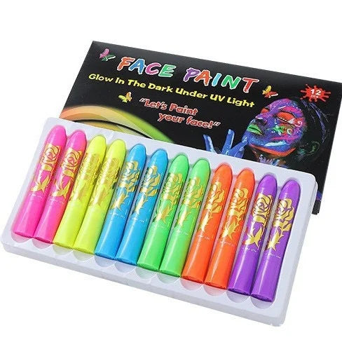 Glow Face Body Paint Under UV Sticks Makeup Neon Face Painting Kits for Adult Halloween Festival Accessory - product image 7