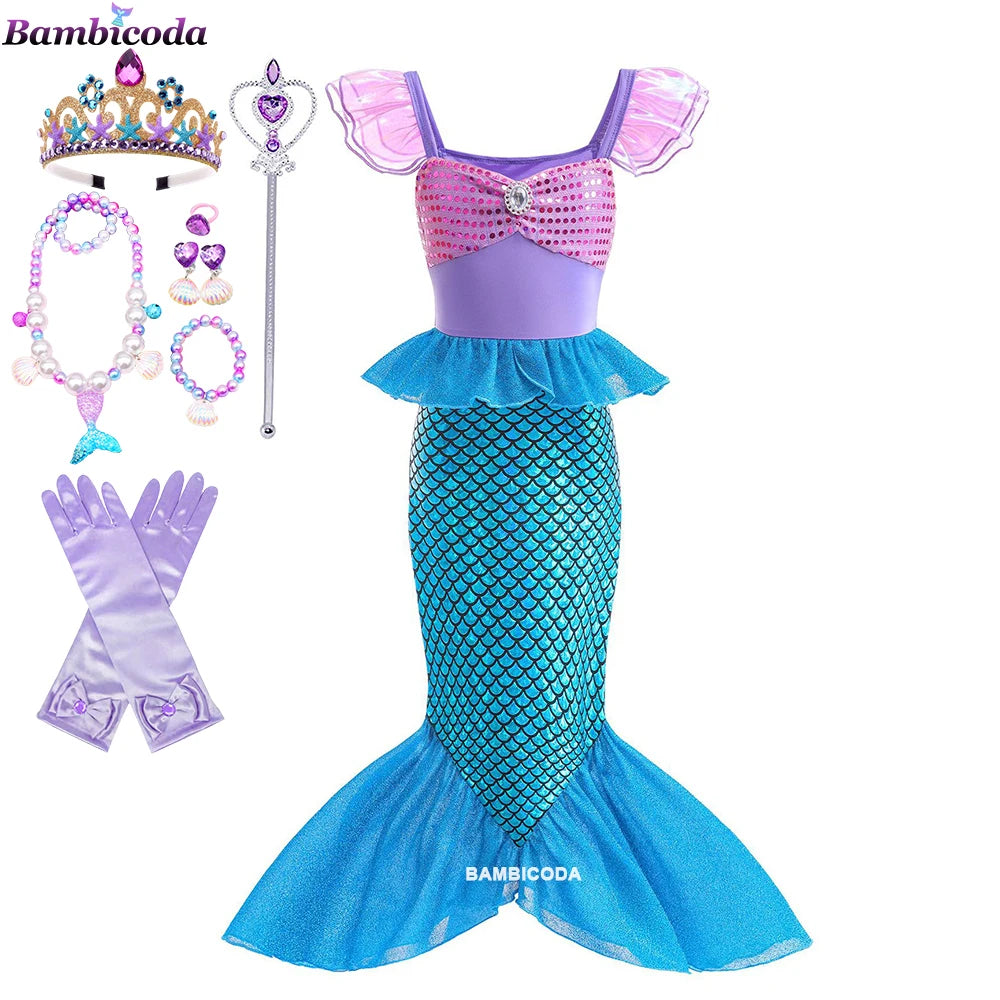 Ariel-Inspired Mermaid Princess Costume for Girls | Dress-Up Gown
