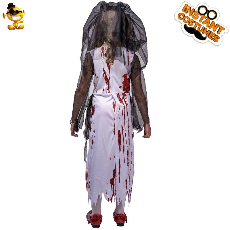Halloween Horror Blood Stained Little Girl Ghost Bride Costume Cosplay Stage Play Party Costume Anime Cosplay