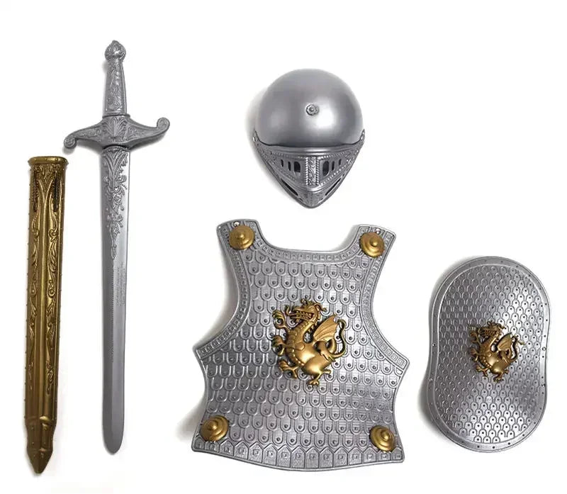 4pcs/set Kid Size Hero Knight/Gladiator Warrior Suit Armor Shield Sword Costume
