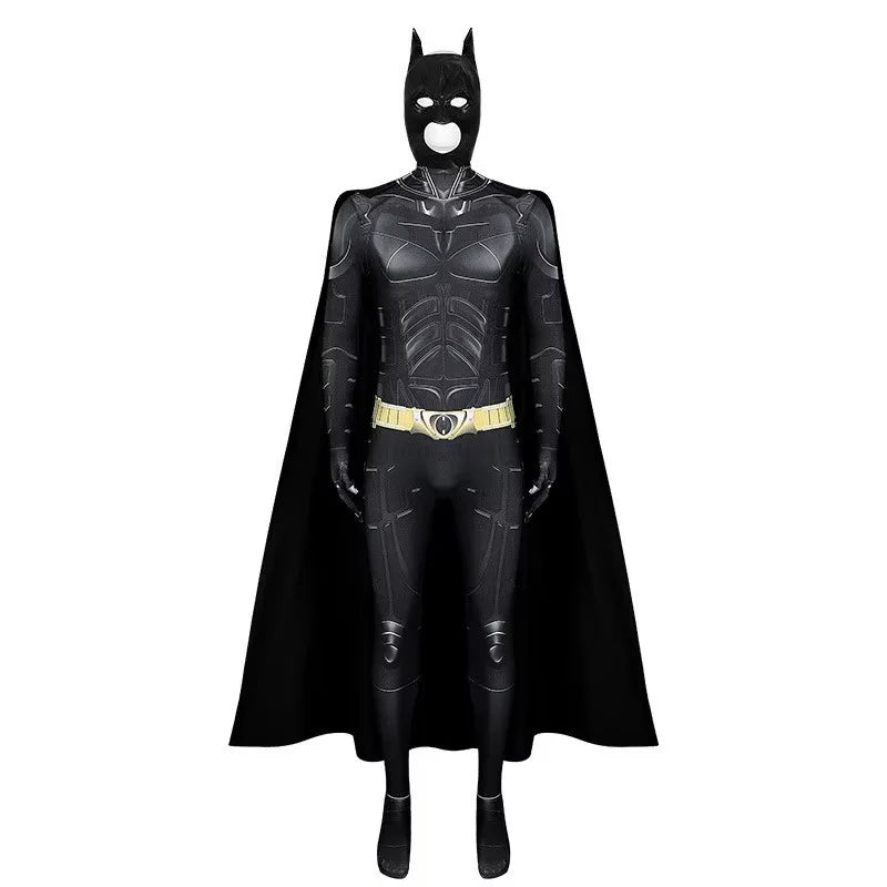 Adult Bat Super Hero Costume Men Bat Mask Knight Cosplay Jumpsuit With Cape Outfit for Halloween Party Bodysuit