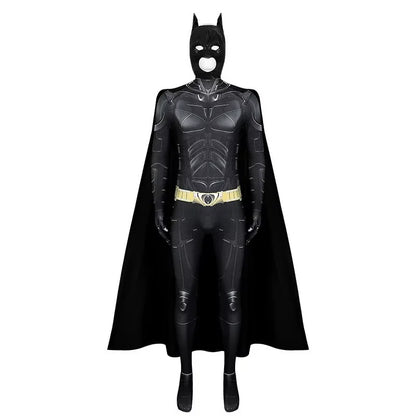 Adult Bat Super Hero Costume Men Bat Mask Knight Cosplay Jumpsuit With Cape Outfit for Halloween Party Bodysuit